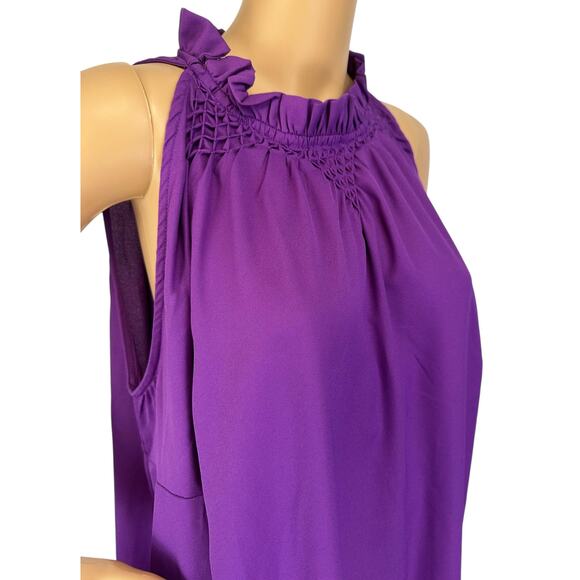 2/$30 NWT Ashley Stewart Smocked Neck Top Purple Magic 0X Plus Size 10/12 - Picture 11 of 13